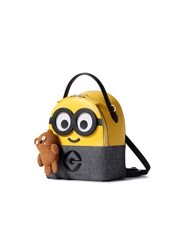 Minions 牛仔布鑲牛皮革背囊