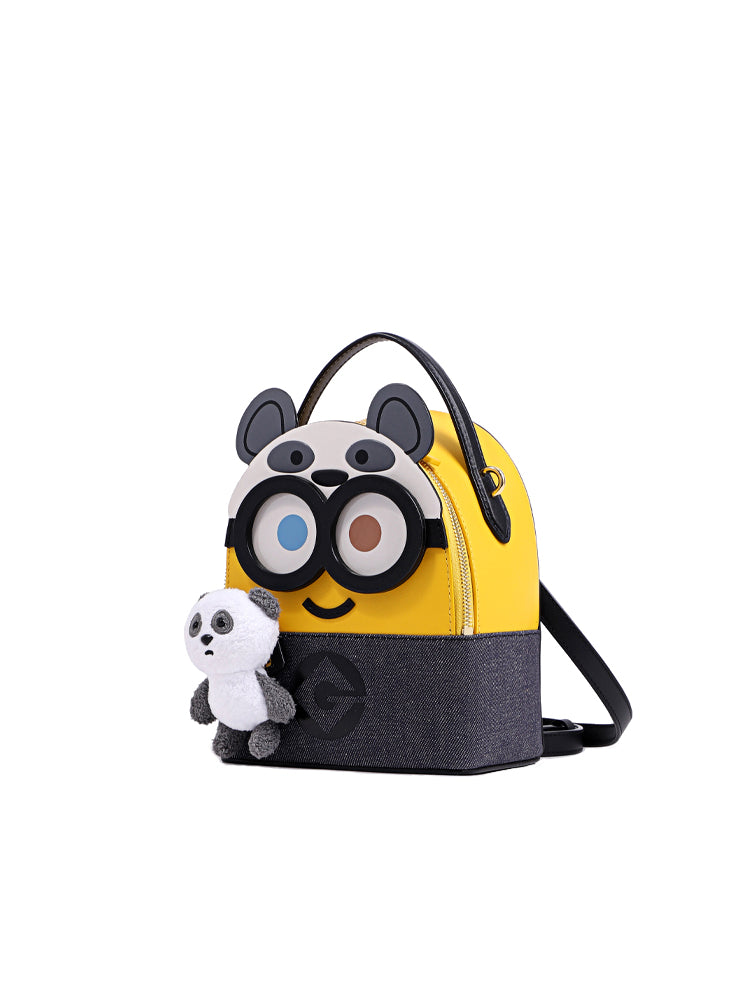 Minions牛仔布鑲牛皮革背囊 - 熊貓