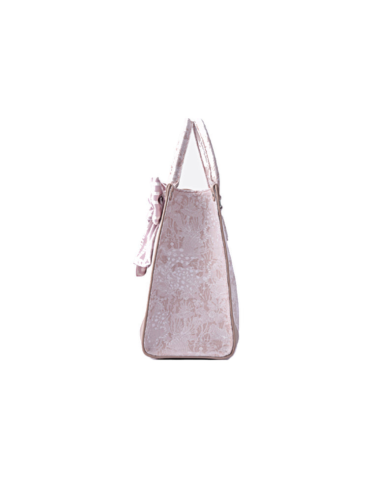 Heartbeat 刺繡提花配牛皮革大型手提袋