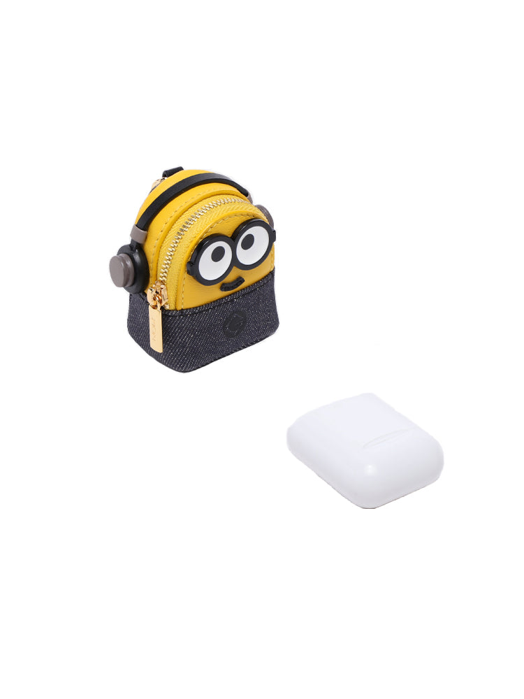 Minions 織物鑲牛皮革迷你側孭袋