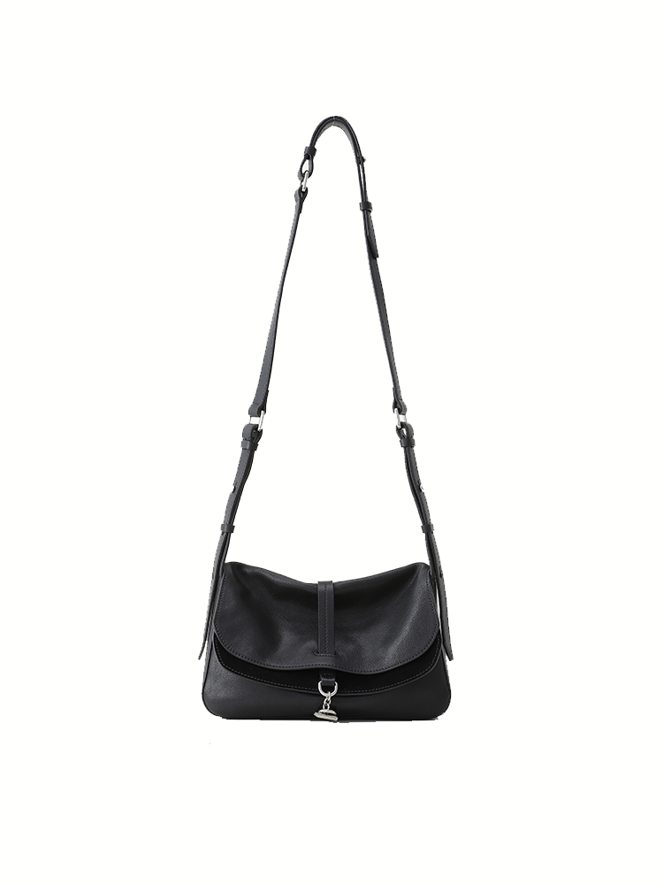 FION Crescent Medium Leather Hobo Bag