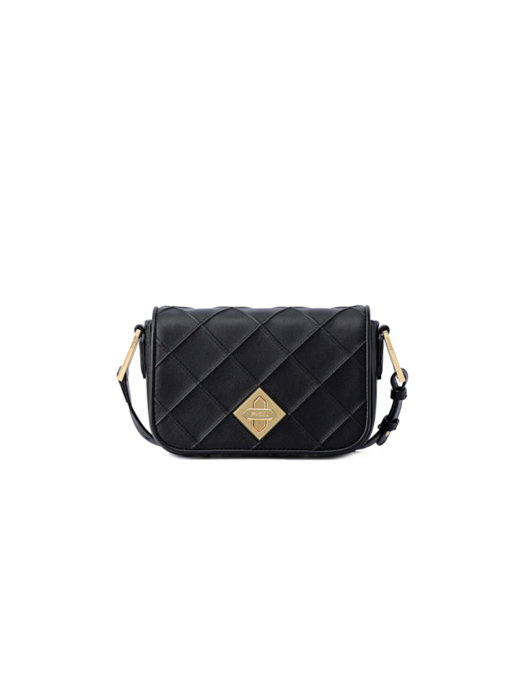 Black quilted messenger bag Clearance
