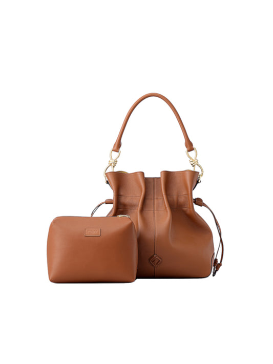 Ruched Leather Large Top Handle Bag