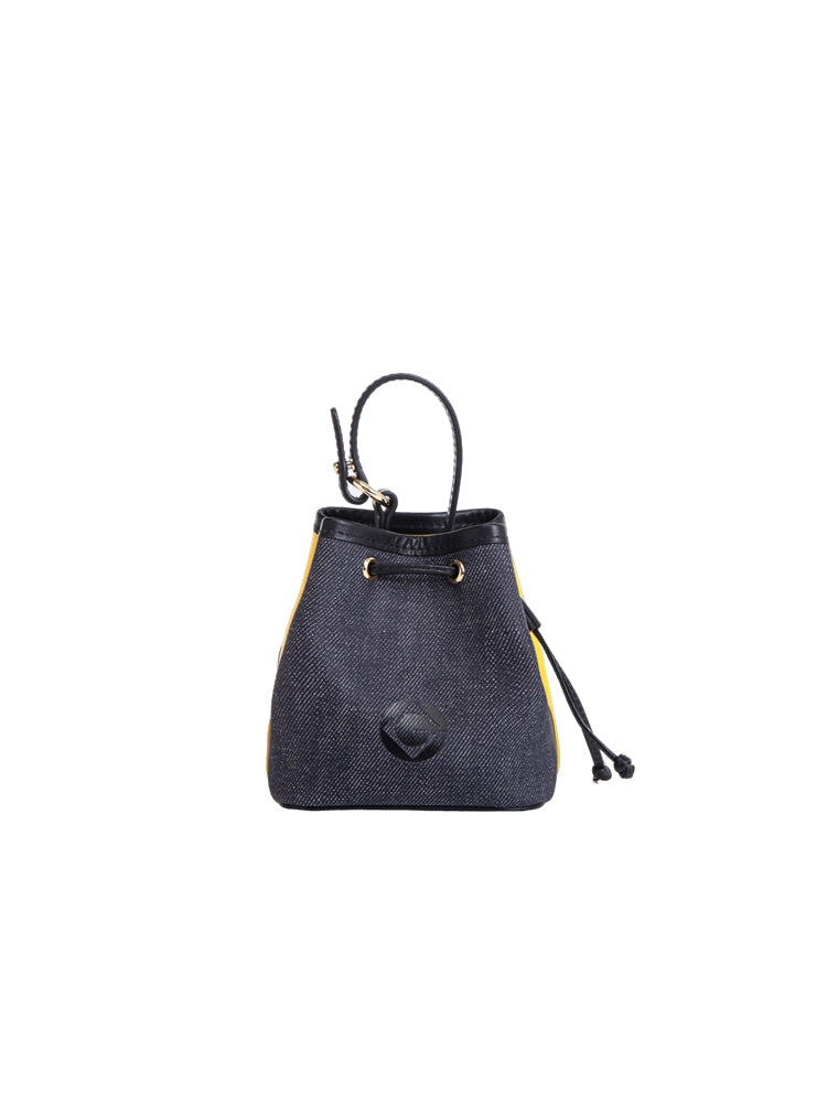 Minions 織物鑲牛皮革迷你側孭袋