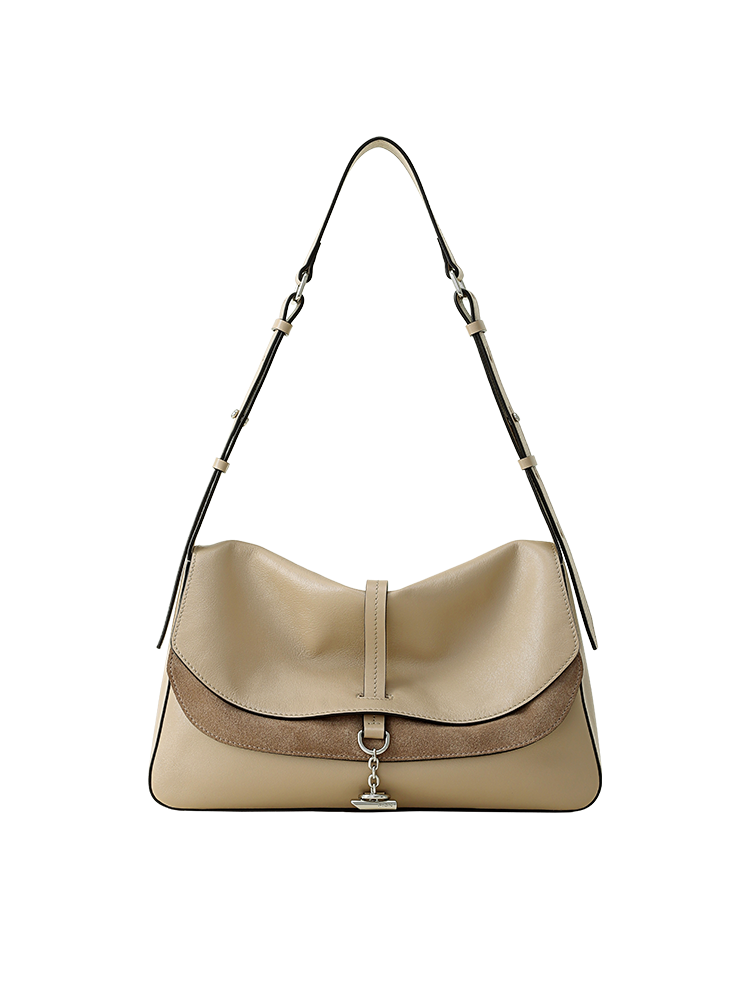FION Crescent Large Leather Hobo Bag