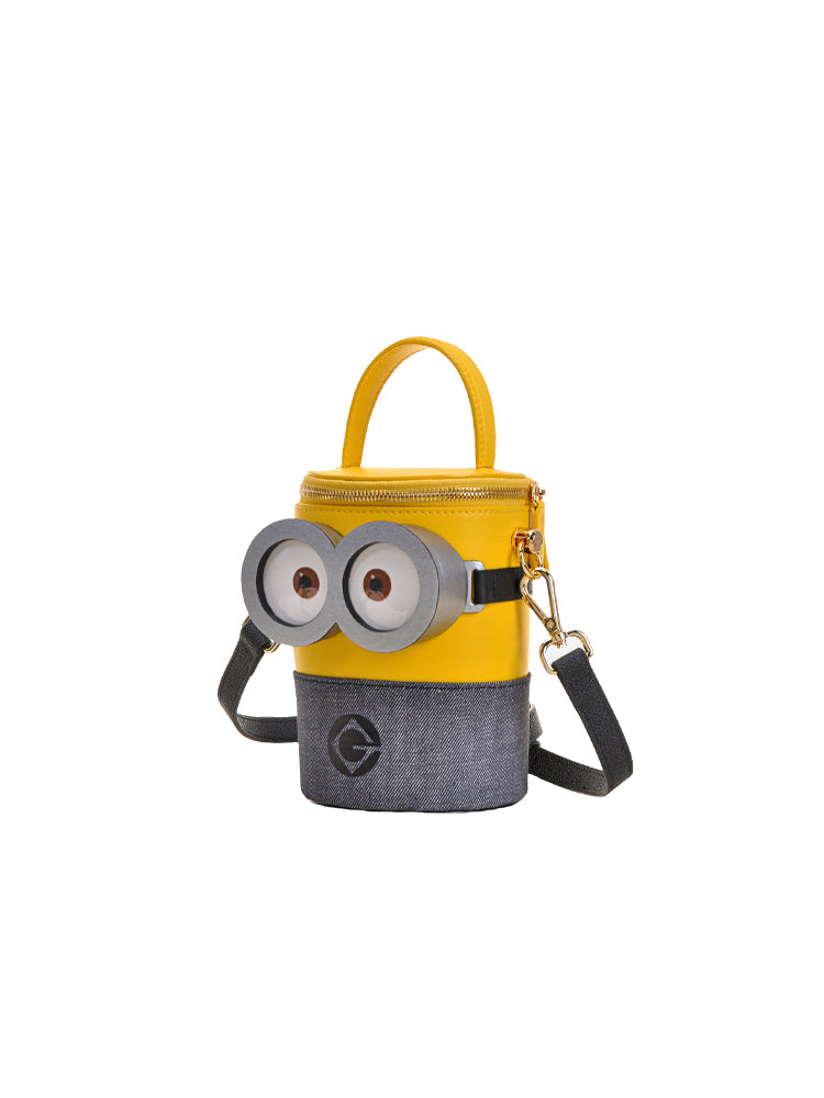 Minions 牛仔布配牛皮革斜揹袋