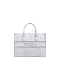 Oil Painting Jacquard with Leather Tote Bag