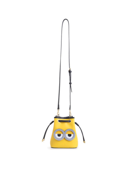 Minions 牛仔布配牛皮革斜揹袋