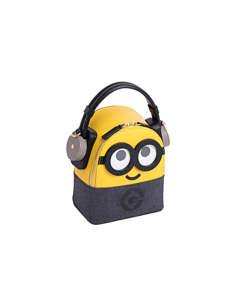 Minions Denim with Leather Backpack - Earphone