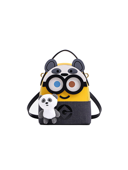 Minions Denim with Leather Backpack - Panda