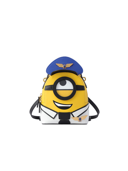 Minions 牛仔布鑲牛皮革背囊 - 飛行員