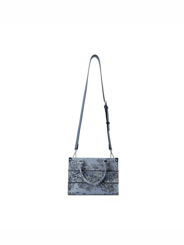 Under the Sea Jacquard with Leather Medium Tote Bag