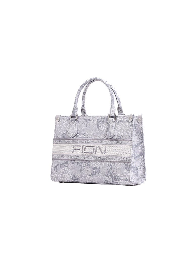 Moonlight Jacquard with Leather Medium Tote bag