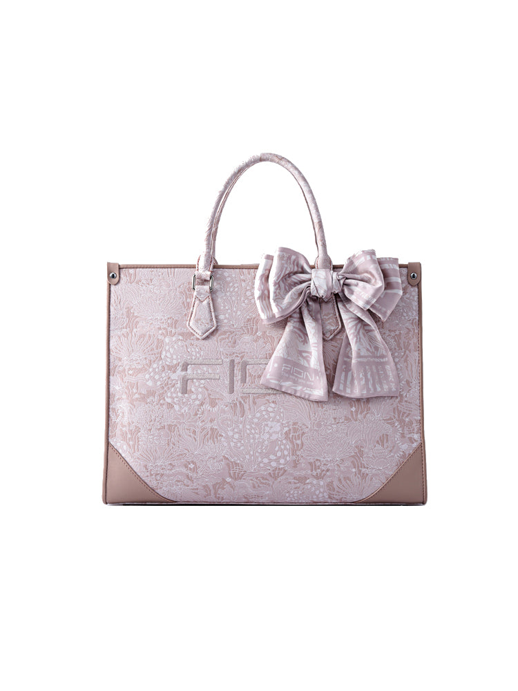 Fion Heartbeat Jacquard with Leather Large Tote bag – FION HK
