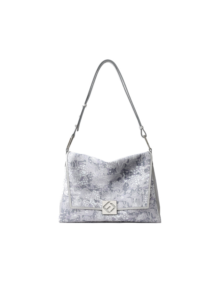 Moonlight Large Jacquard with Leather Crossbody & Shoulder Bag