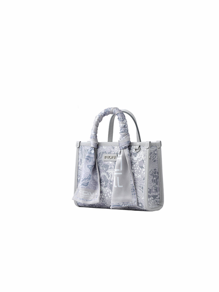 Moonlight Jacquard with Leather Mini Tote bag