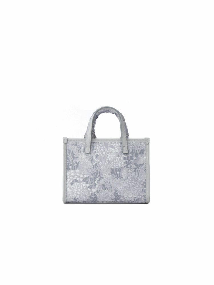 Moonlight Jacquard with Leather Mini Tote bag