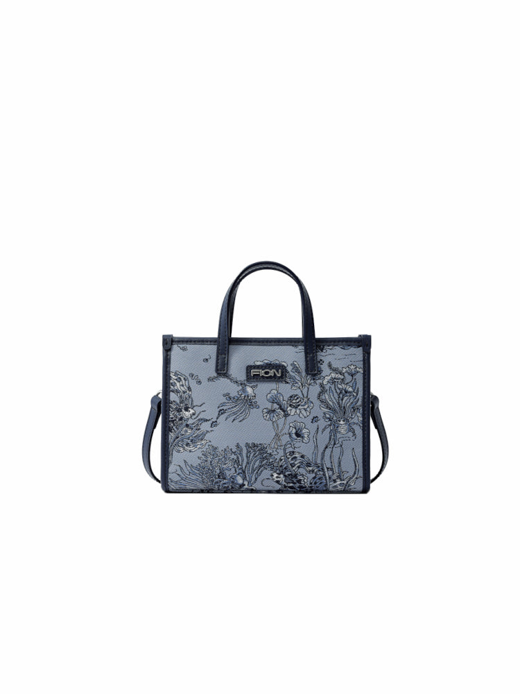 Under the Sea Jacquard with Leather Mini Tote Bag