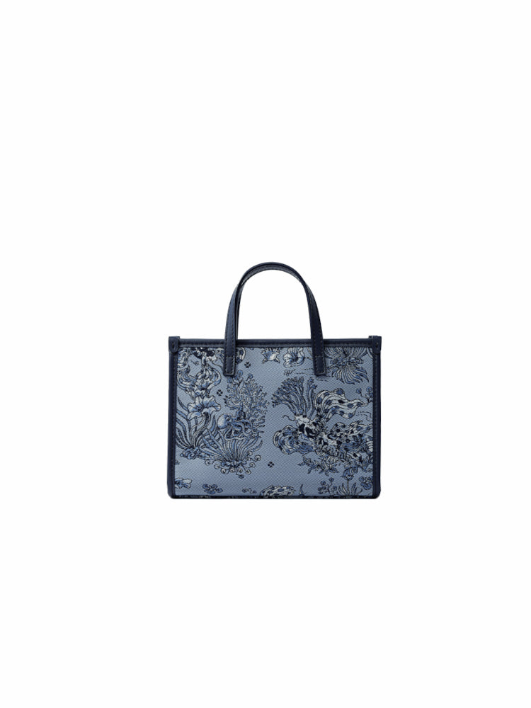 Under the Sea Jacquard with Leather Mini Tote Bag