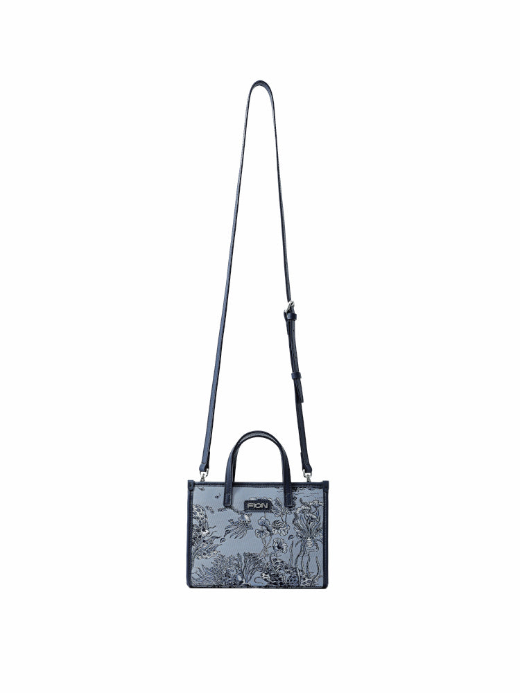 Under the Sea Jacquard with Leather Mini Tote Bag