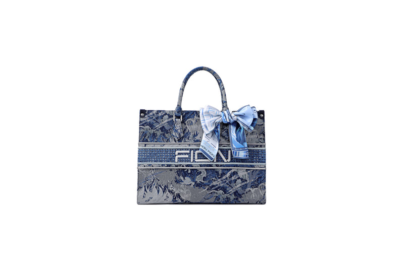 Avatar Jacquard with Cow Leather Large Tote Bag