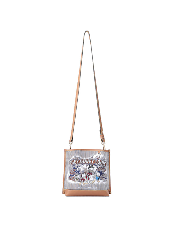 Donald Duck Jacquard with Leather Bucket Bag