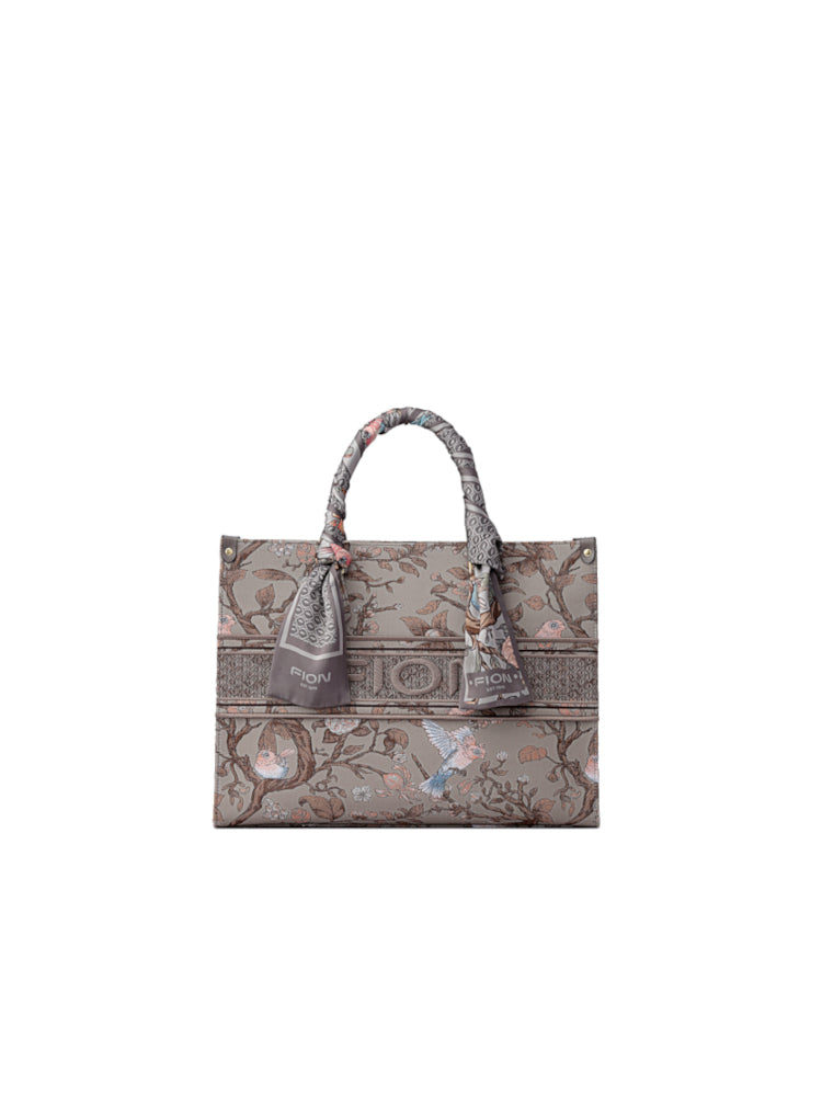 Birds Jacquard with Cow Leather Crossbody & Shoulder Bag