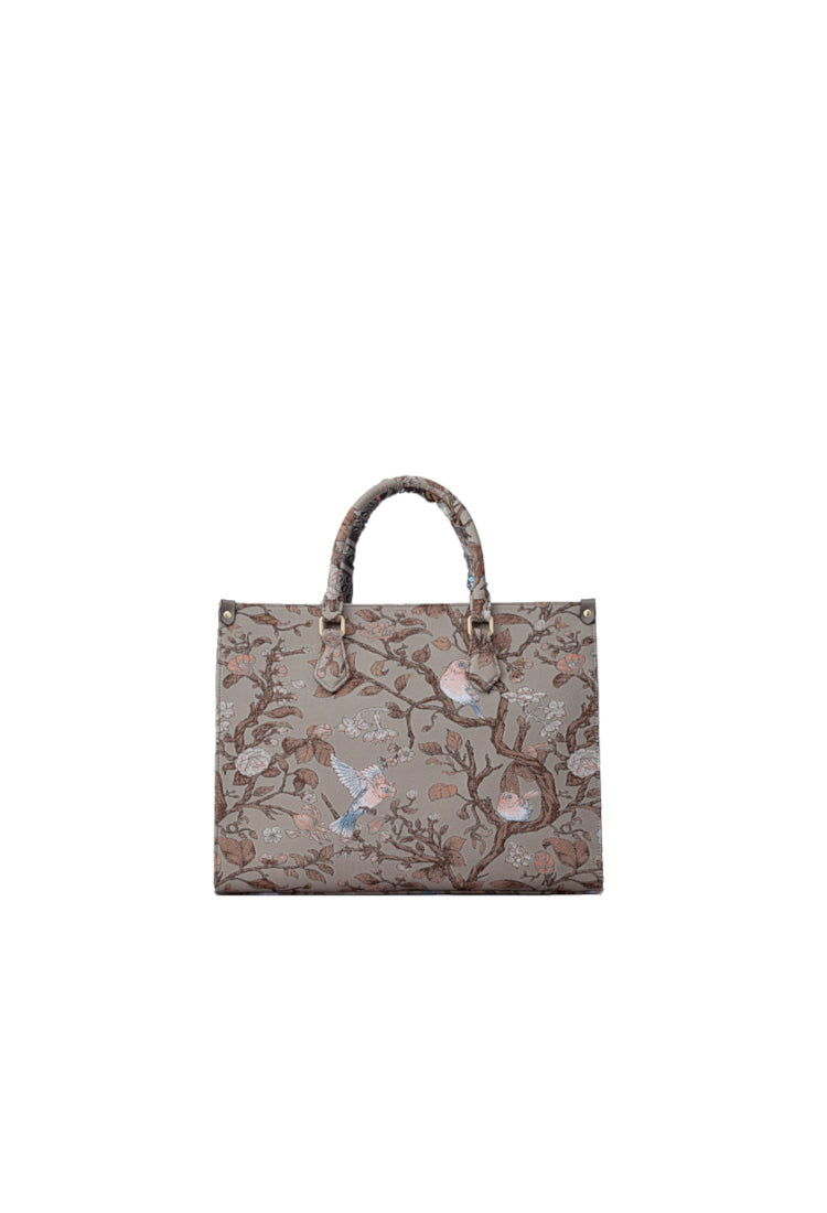 Birds Jacquard with Cow Leather Crossbody & Shoulder Bag