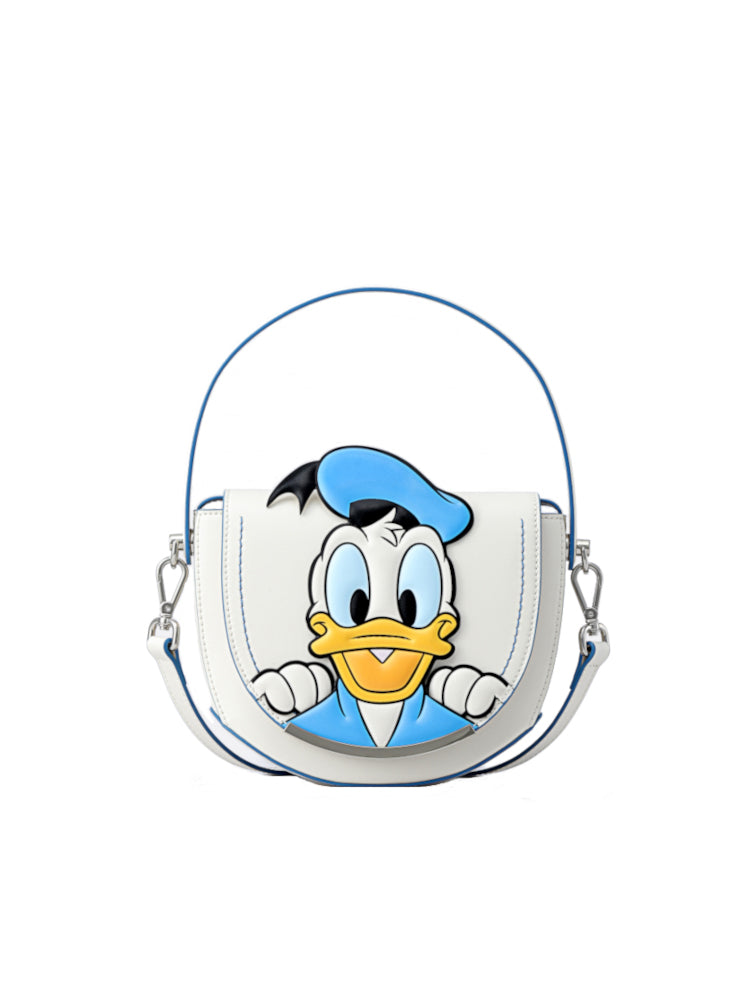 Donald Duck 白色皮革馬鞍袋