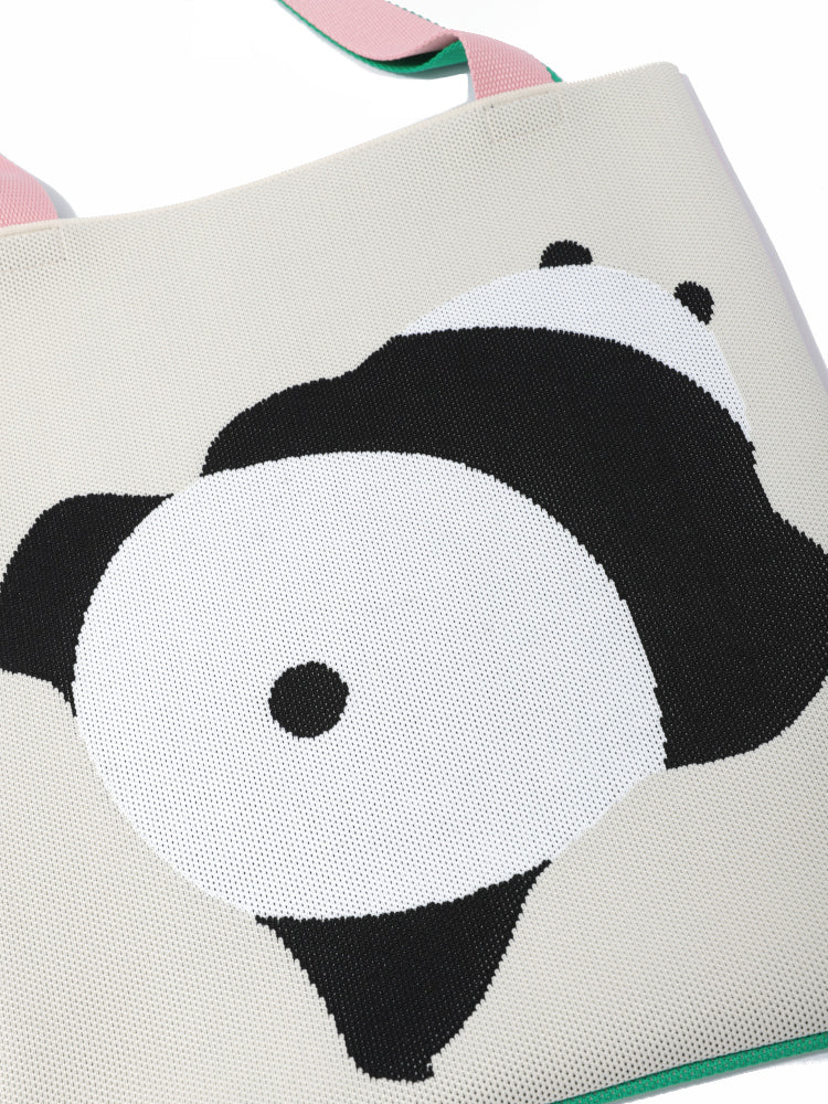 Panda Knit Fabric Tote Bag