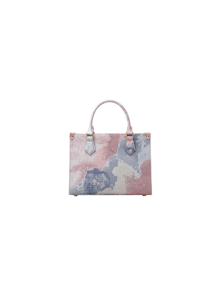 Fantasy Jacquard with Leather Medium Tote Bag