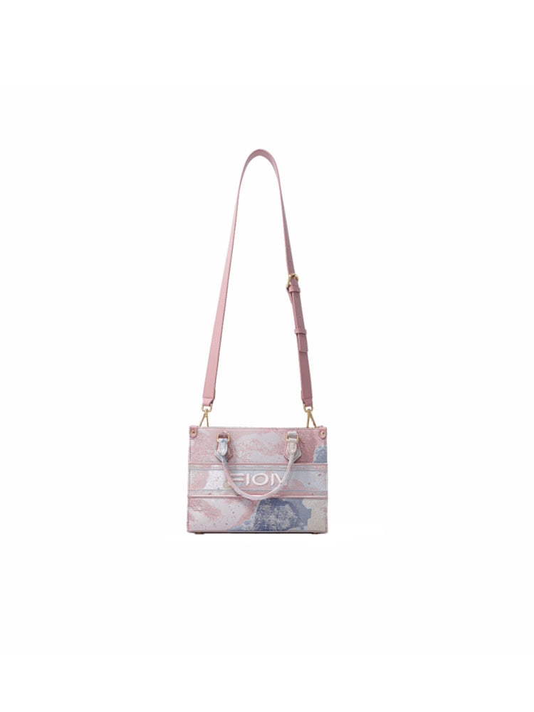 Fantasy Jacquard with Leather Medium Tote Bag