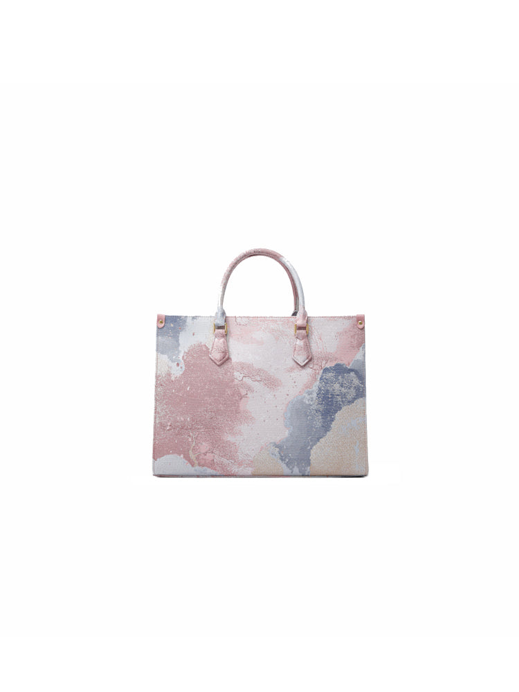 Fantasy Jacquard with Leather Large Tote Bag