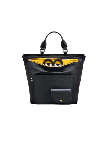 Minions 織物鑲牛皮革手提袋