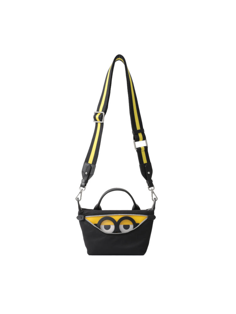 Minions 織物鑲牛皮革斜揹袋