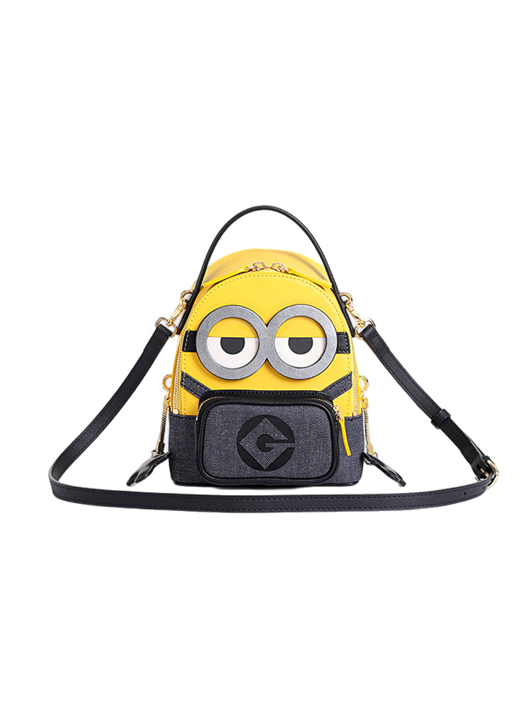 Minions Denim with Leather Backpack - Shop FION Messenger Bags