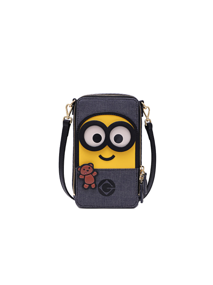 Minions Bob & Tim 牛仔布配牛皮電話袋