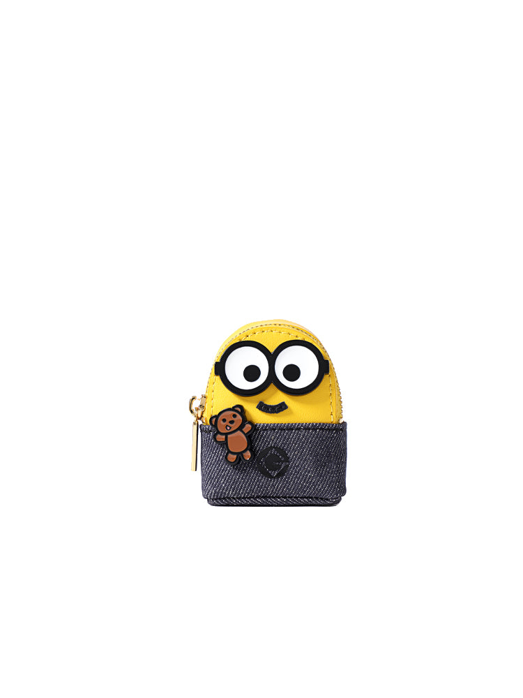 Minions 織物鑲牛皮革迷你側孭袋