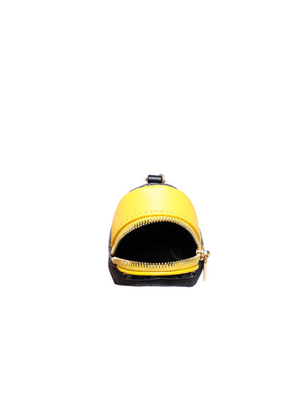 Minions 織物鑲牛皮革迷你側孭袋
