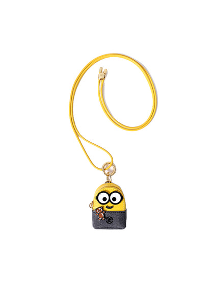Minions 織物鑲牛皮革迷你側孭袋