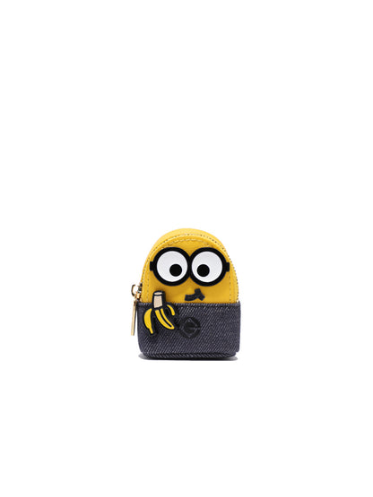 Minions 織物鑲牛皮革迷你側孭袋