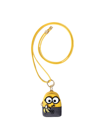 Minions 織物鑲牛皮革迷你側孭袋