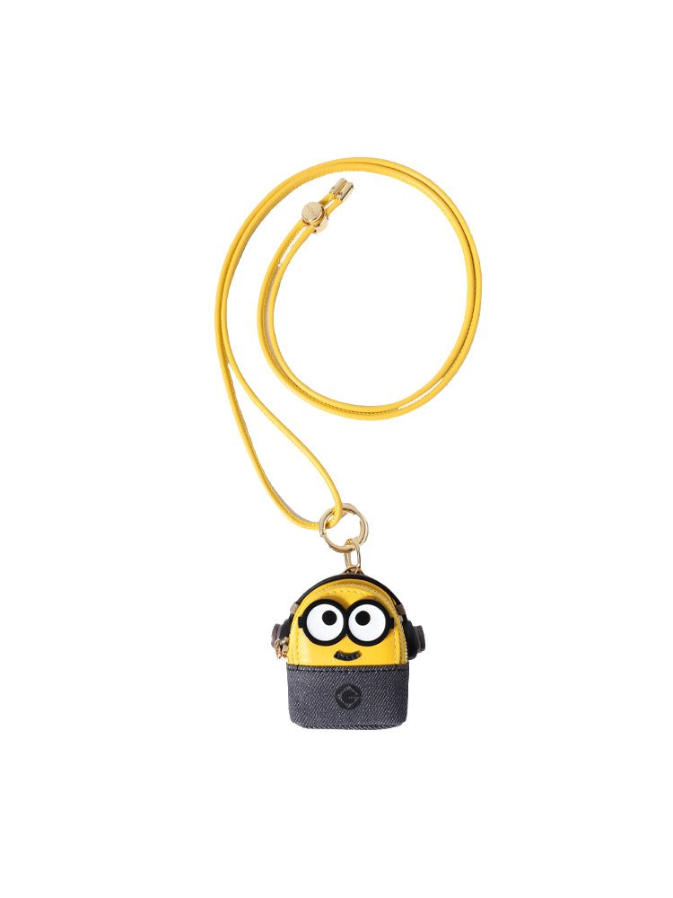 Minions 織物鑲牛皮革迷你側孭袋