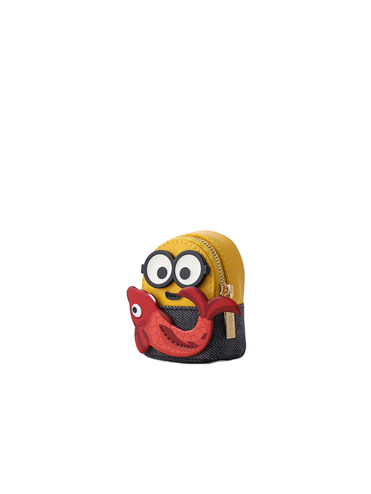Minions 織物鑲牛皮革迷你側孭袋