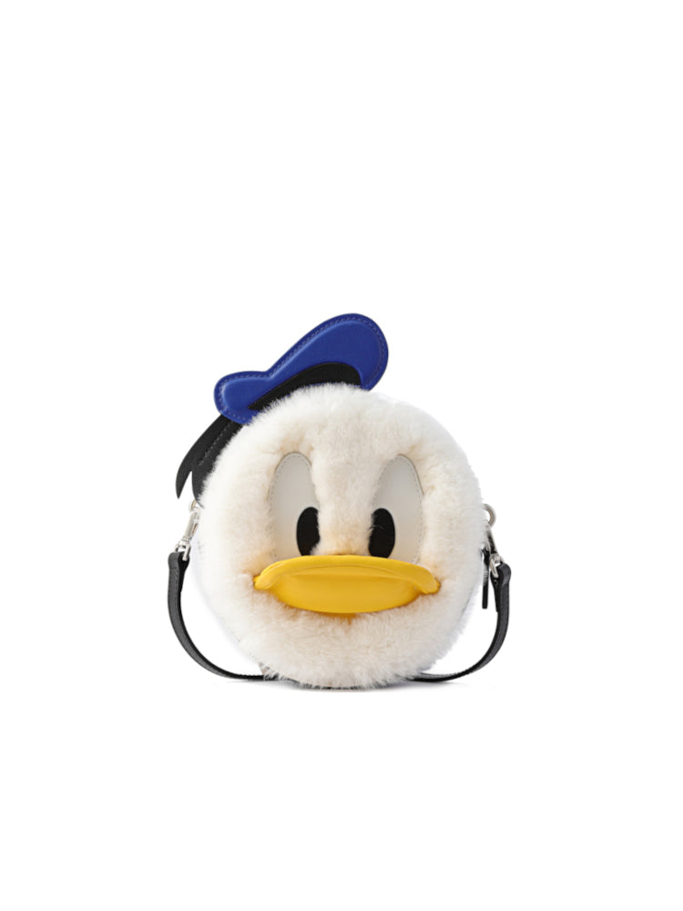 Donald Duck 刺繡提花配牛皮革斜揹袋
