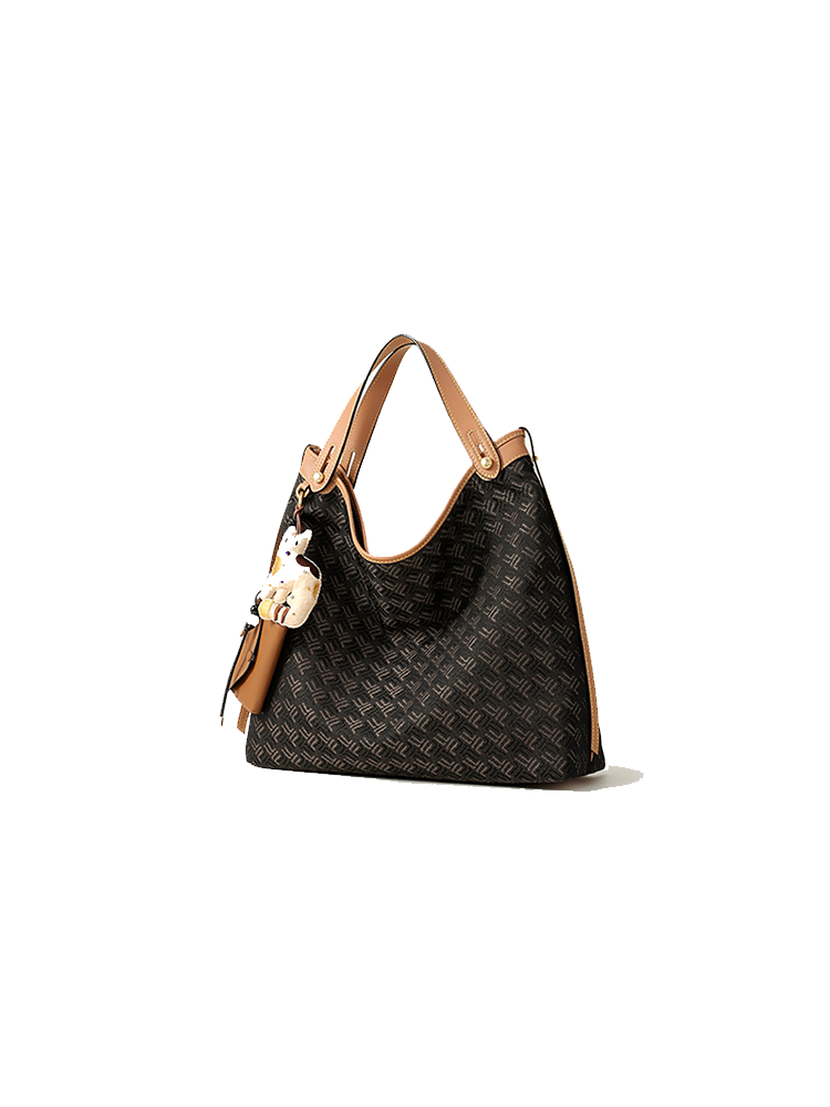FION Palace Jacquard with Leather Handbag