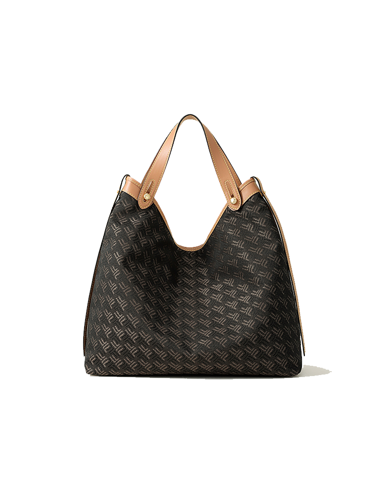 FION 織物鑲牛皮革手提搖搖袋