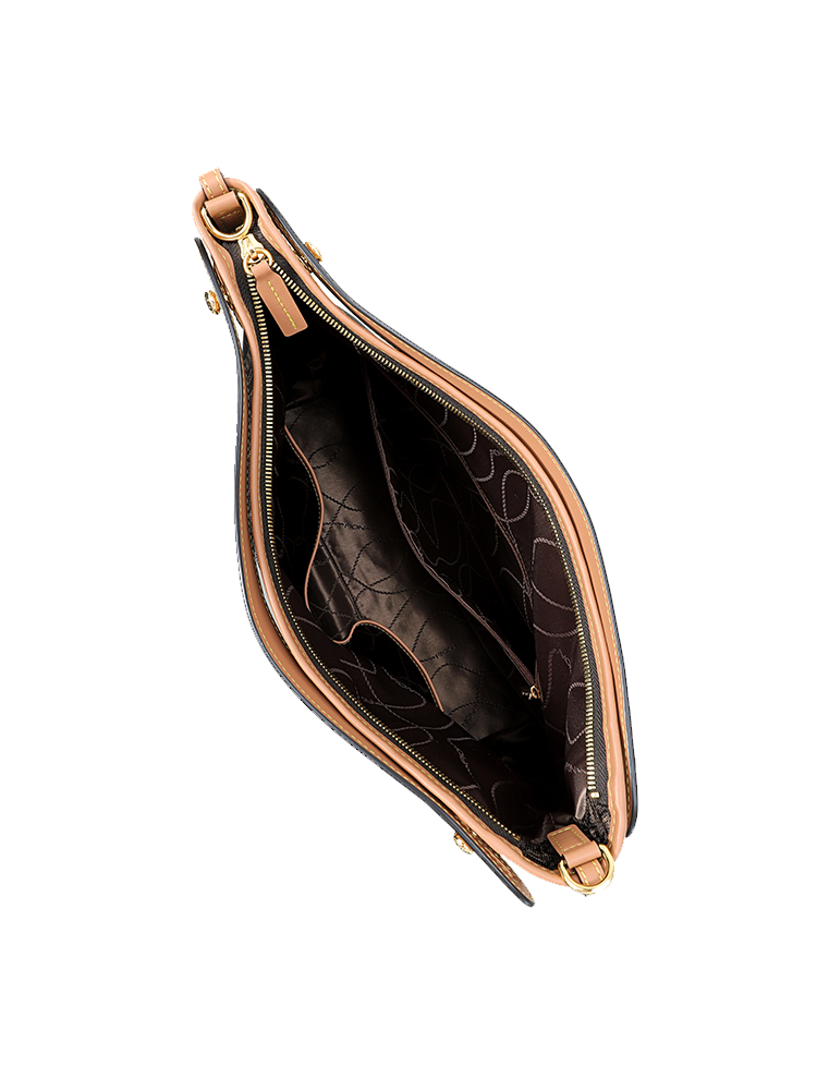 FION 織物鑲牛皮革手提搖搖袋