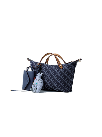 FION Y Island Jacquard with Leather Mini Bag