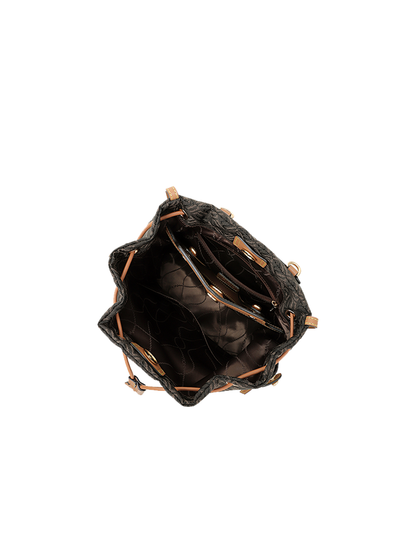 FION Y Island 織物鑲牛皮革背囊